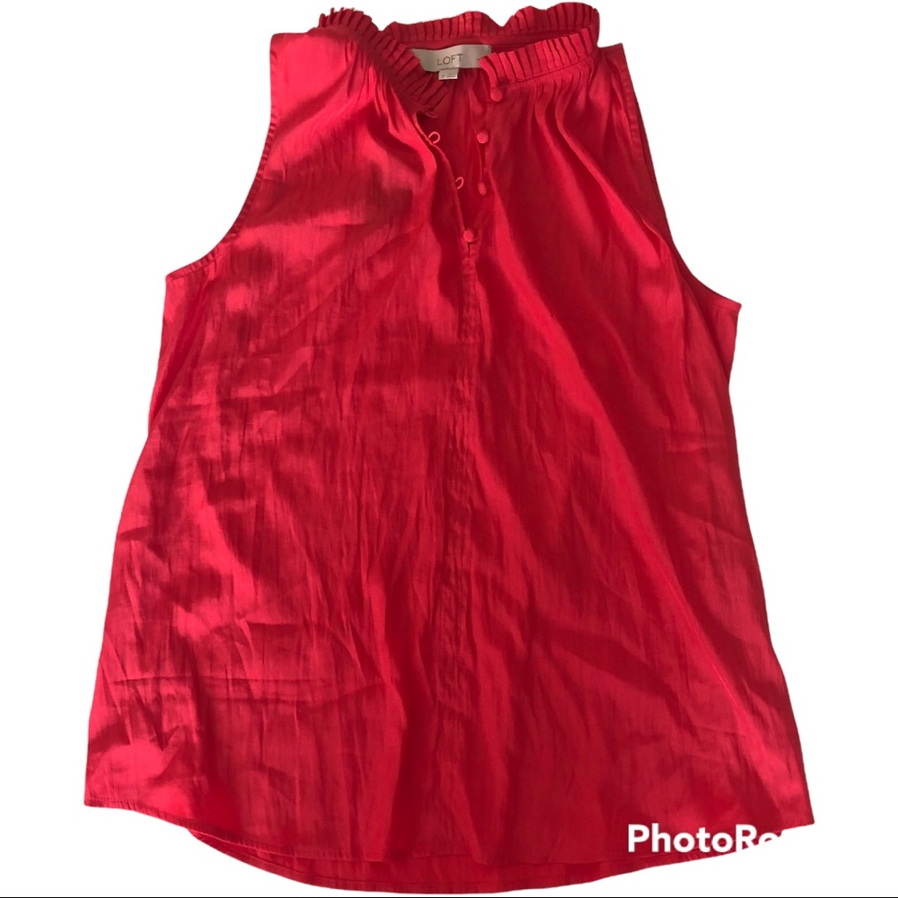 LOFT NWT coral sleeveless top pleated button blouse top